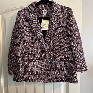 Anne Klein Pink and Black Tweed Blazer